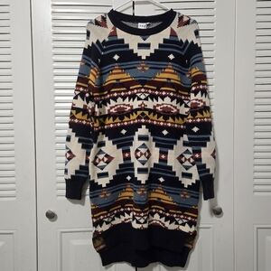 F&P Aztec Pattern Sweater Dress One Size